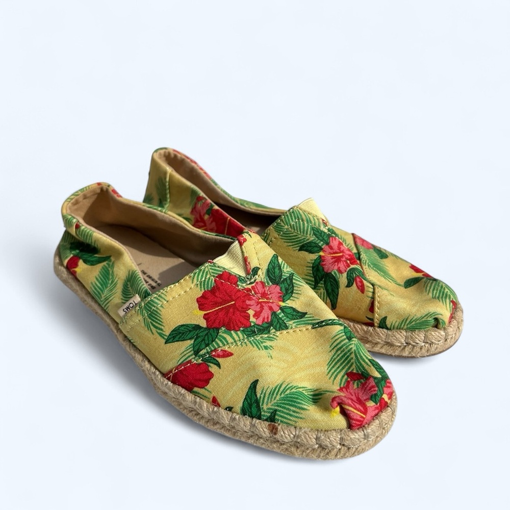 TOMS Alpargata rope shoes yellow hibiscus